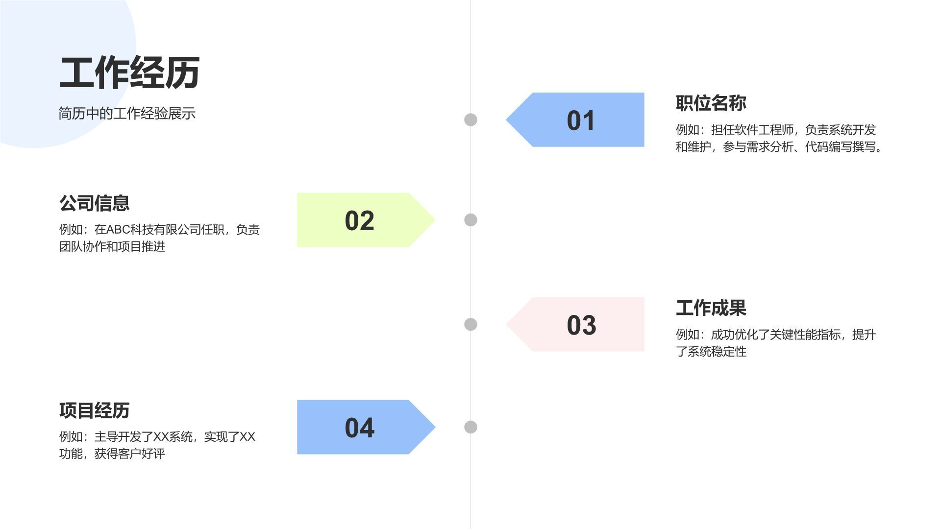 蓝色简约风通用个人简历展示PPT模板