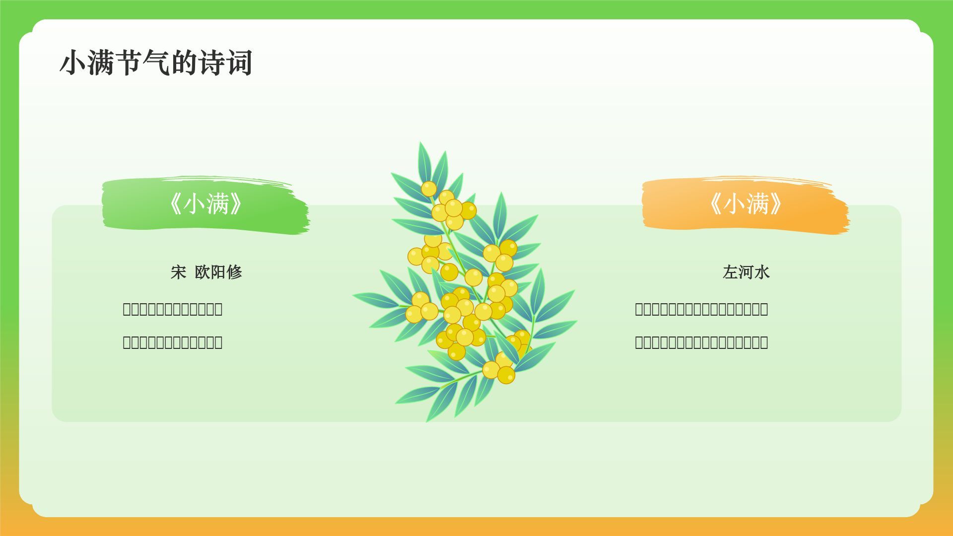 绿色国潮风二十四节气——小满 PPT模板