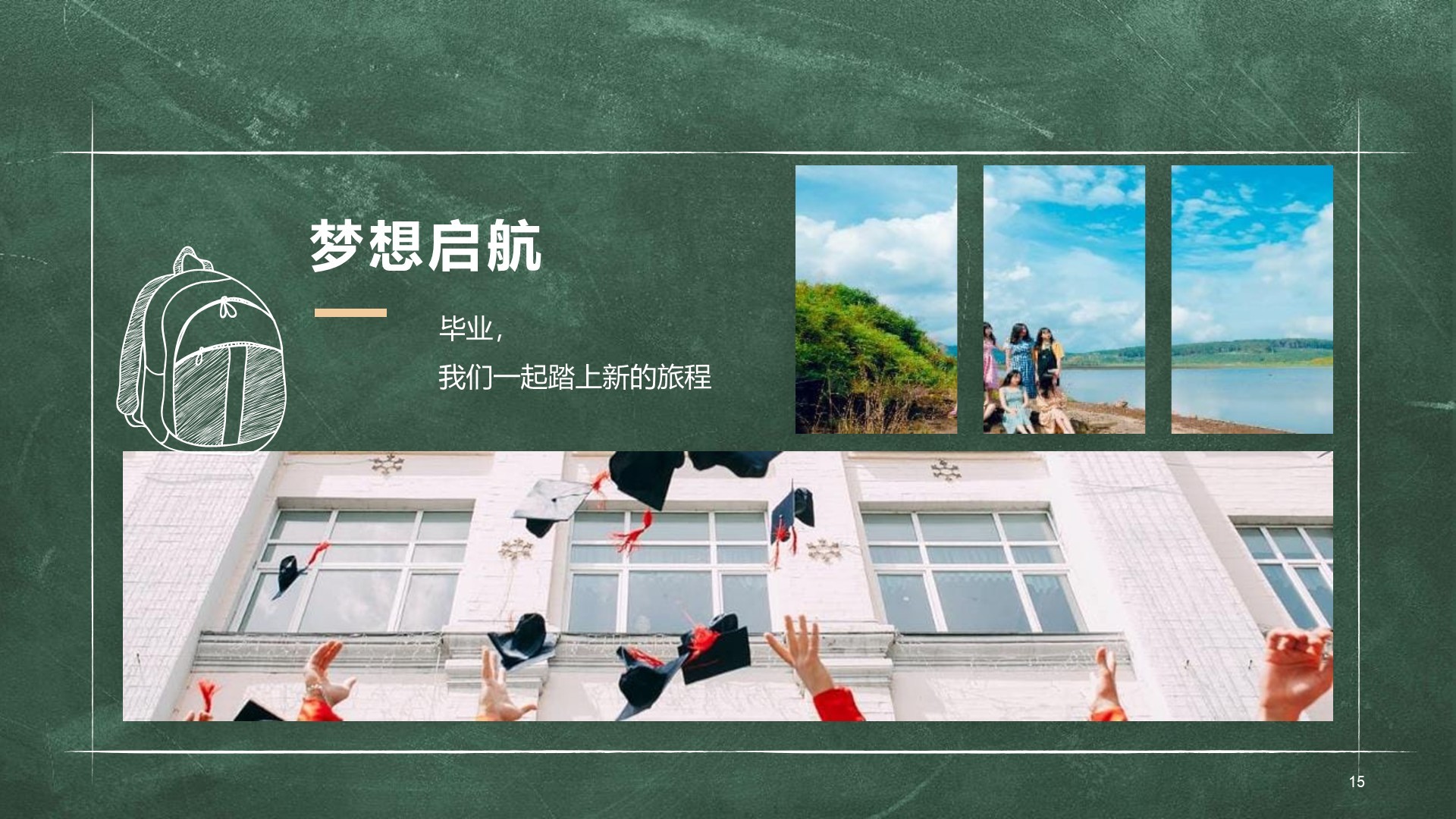 绿色黑板风大学生毕业季相册画册PPT主题