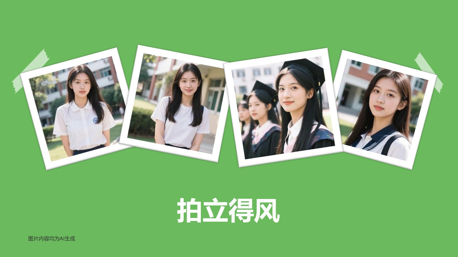 绿色插画风毕业季相册合集PPT主题