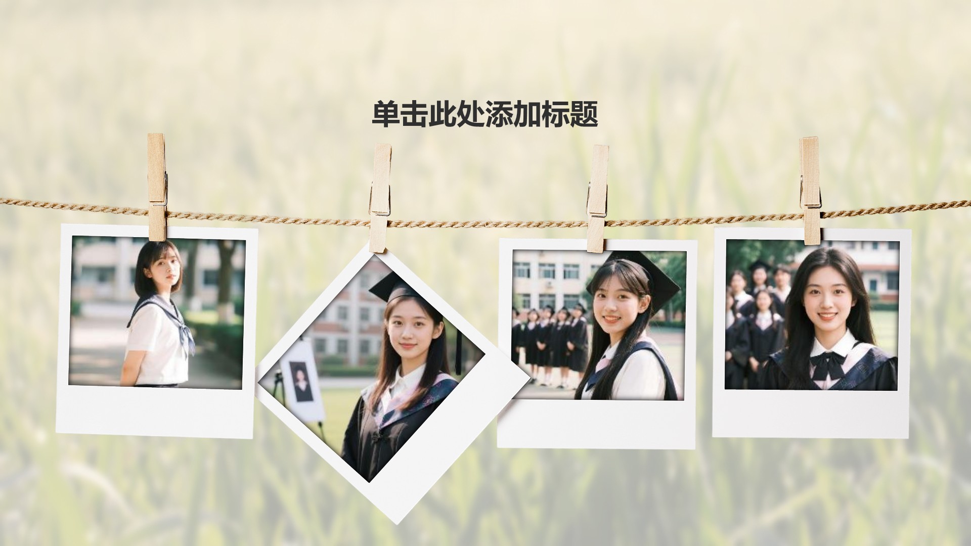 绿色插画风毕业季相册合集PPT主题