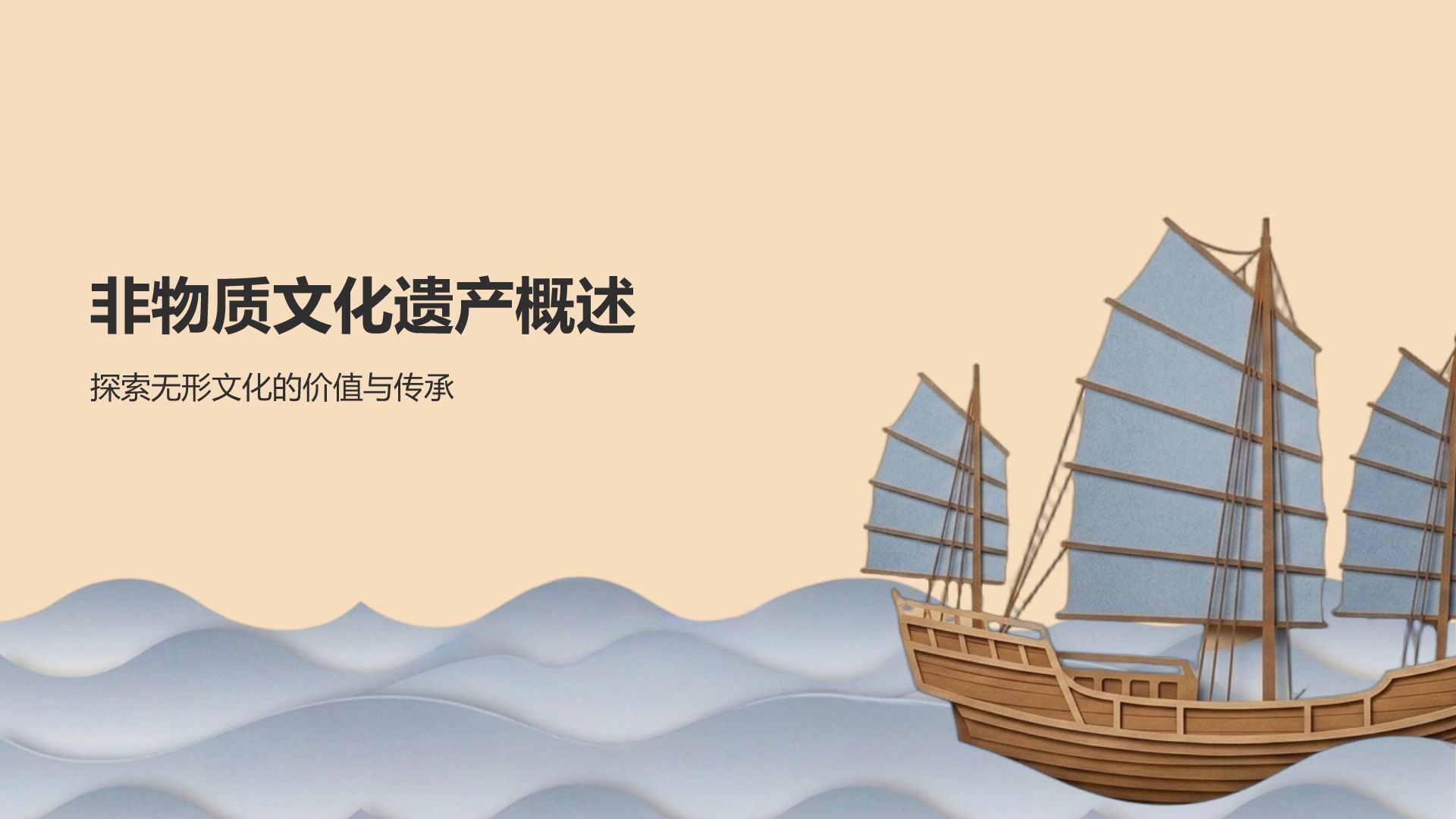 橙色国潮风传承经典非物质问哈遗产PPT模板