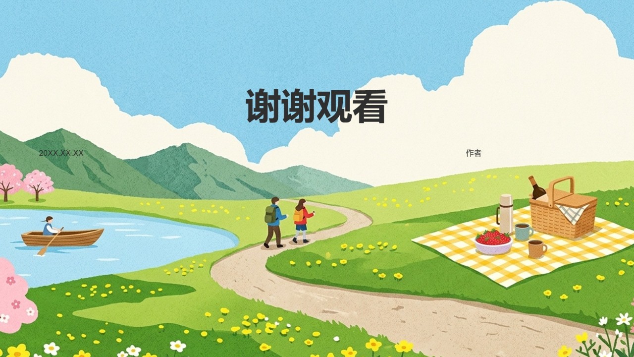 绿色插画风我的家乡PPT主题