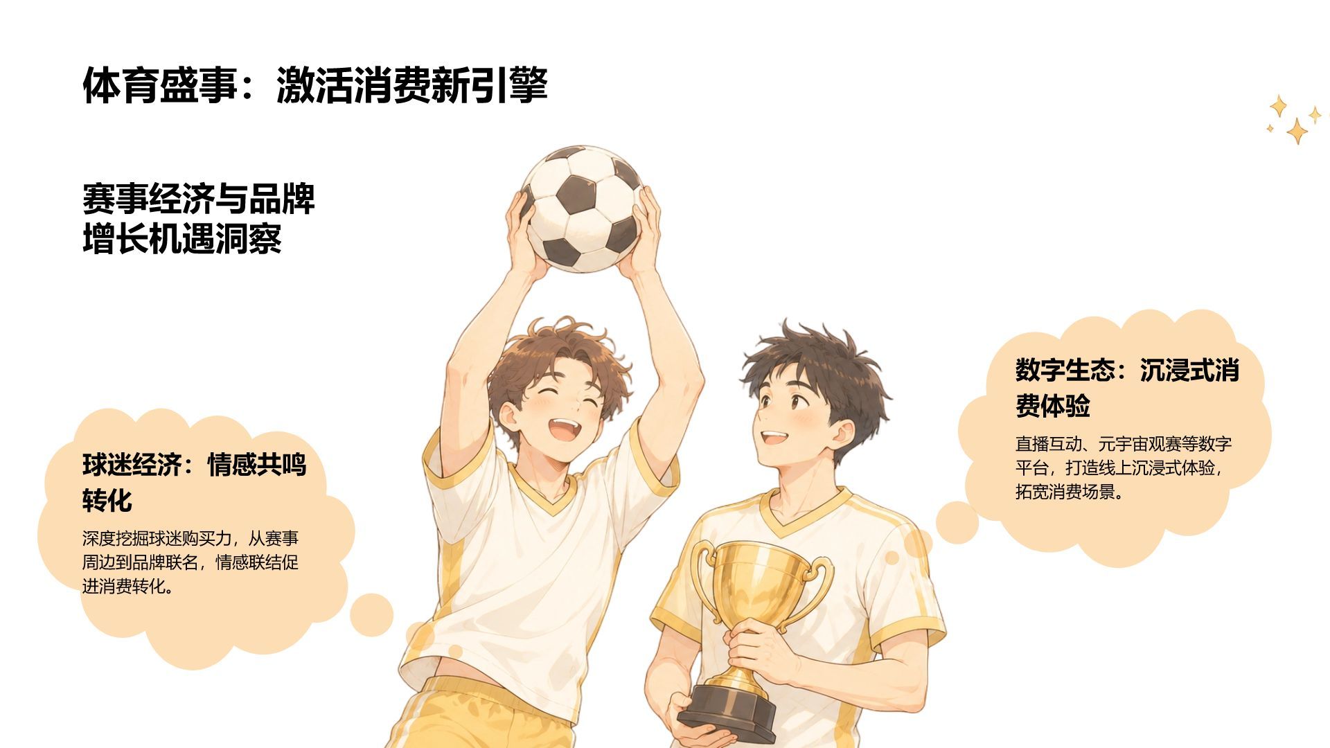 绿色卡通风世界杯带动消费趋势分析PPT模板