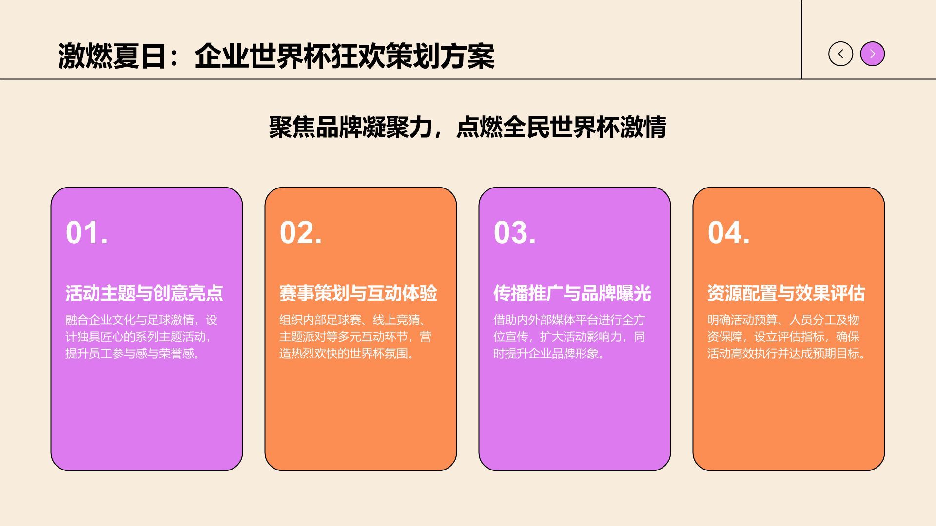 卡通风世界杯主题活动策划PPT模板