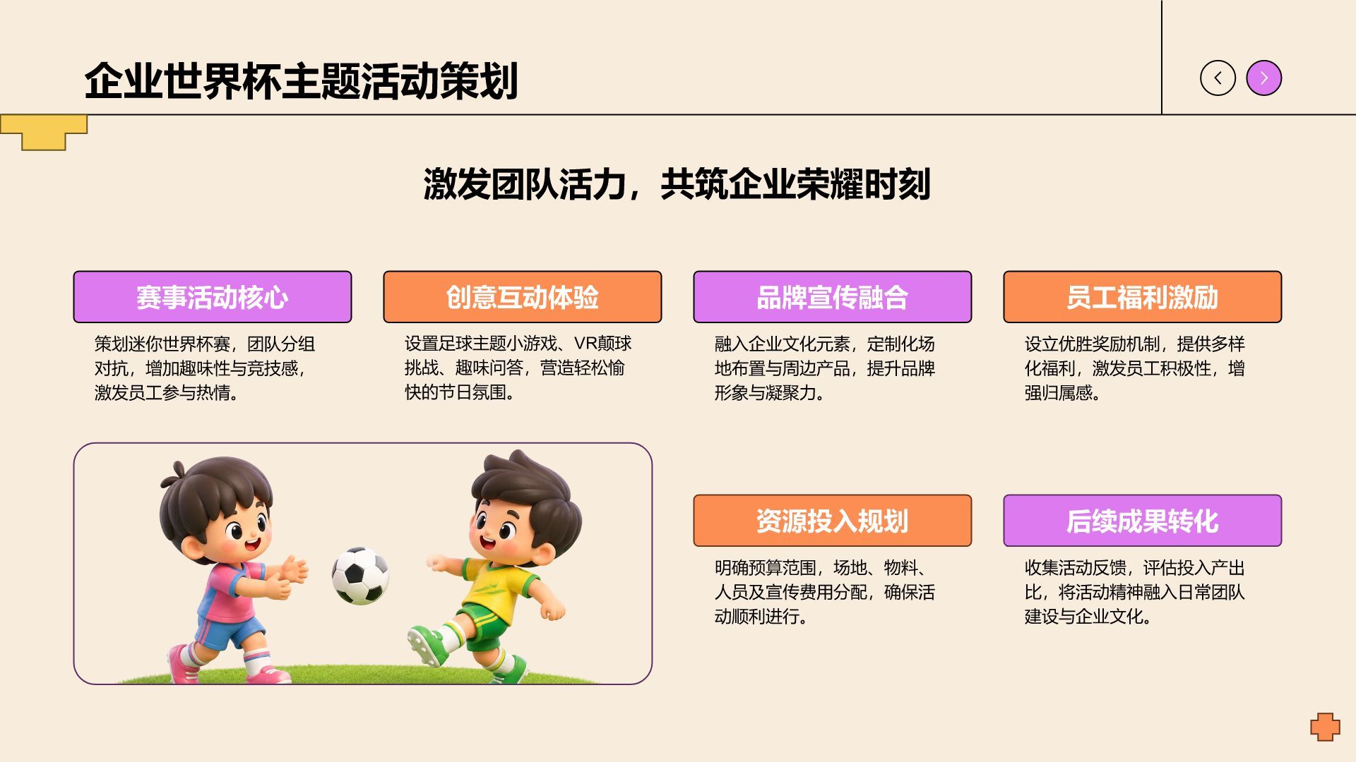 卡通风世界杯主题活动策划PPT模板