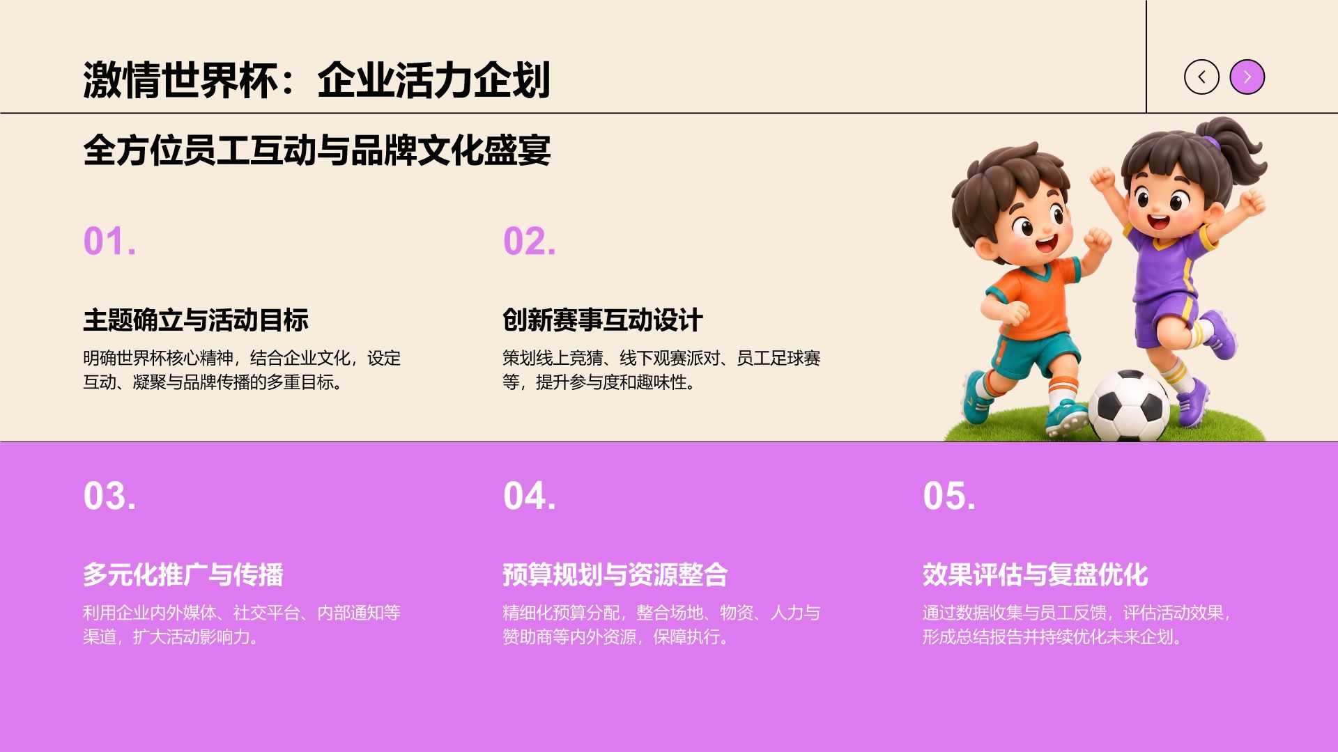 卡通风世界杯主题活动策划PPT模板
