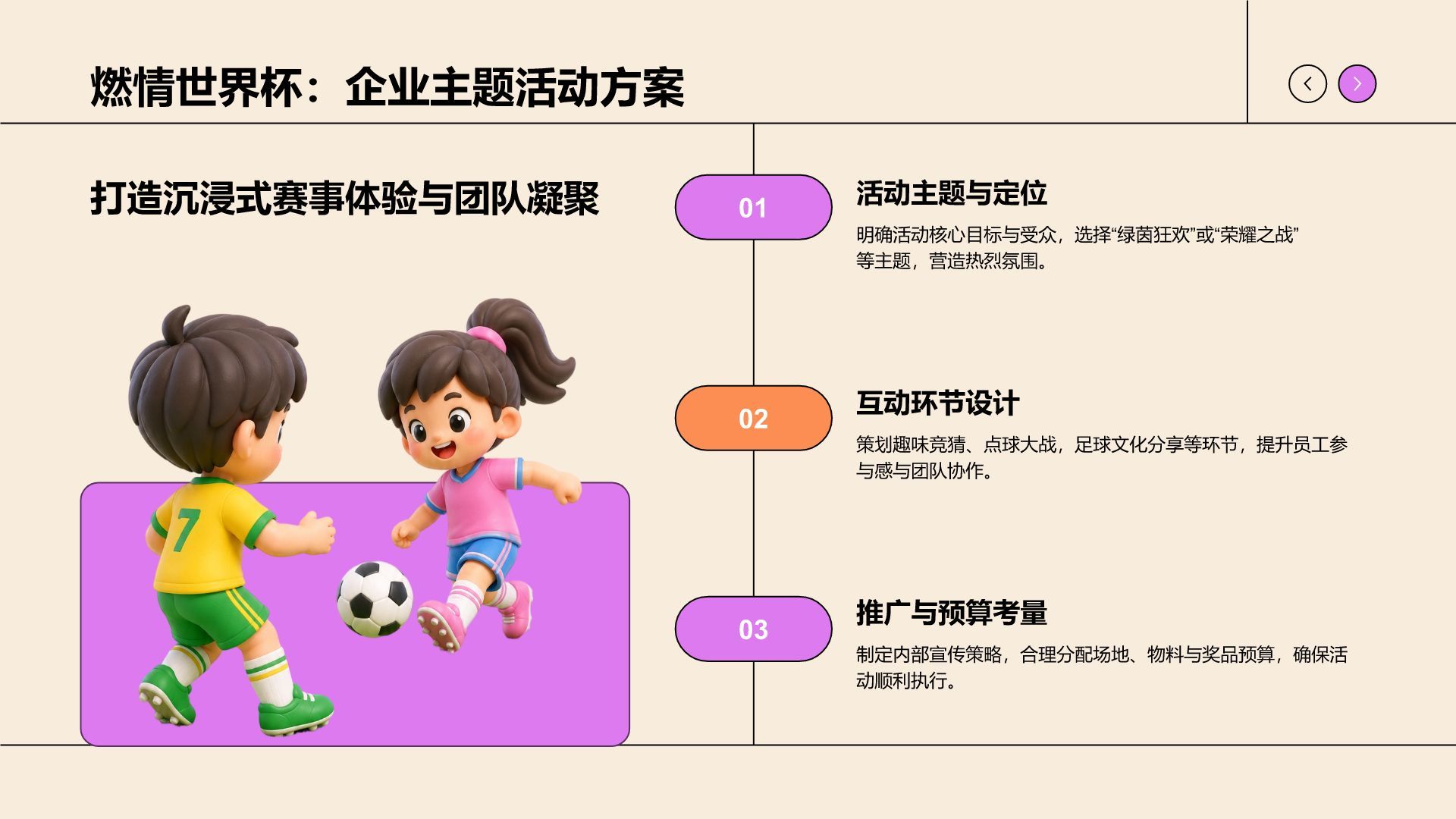 卡通风世界杯主题活动策划PPT模板