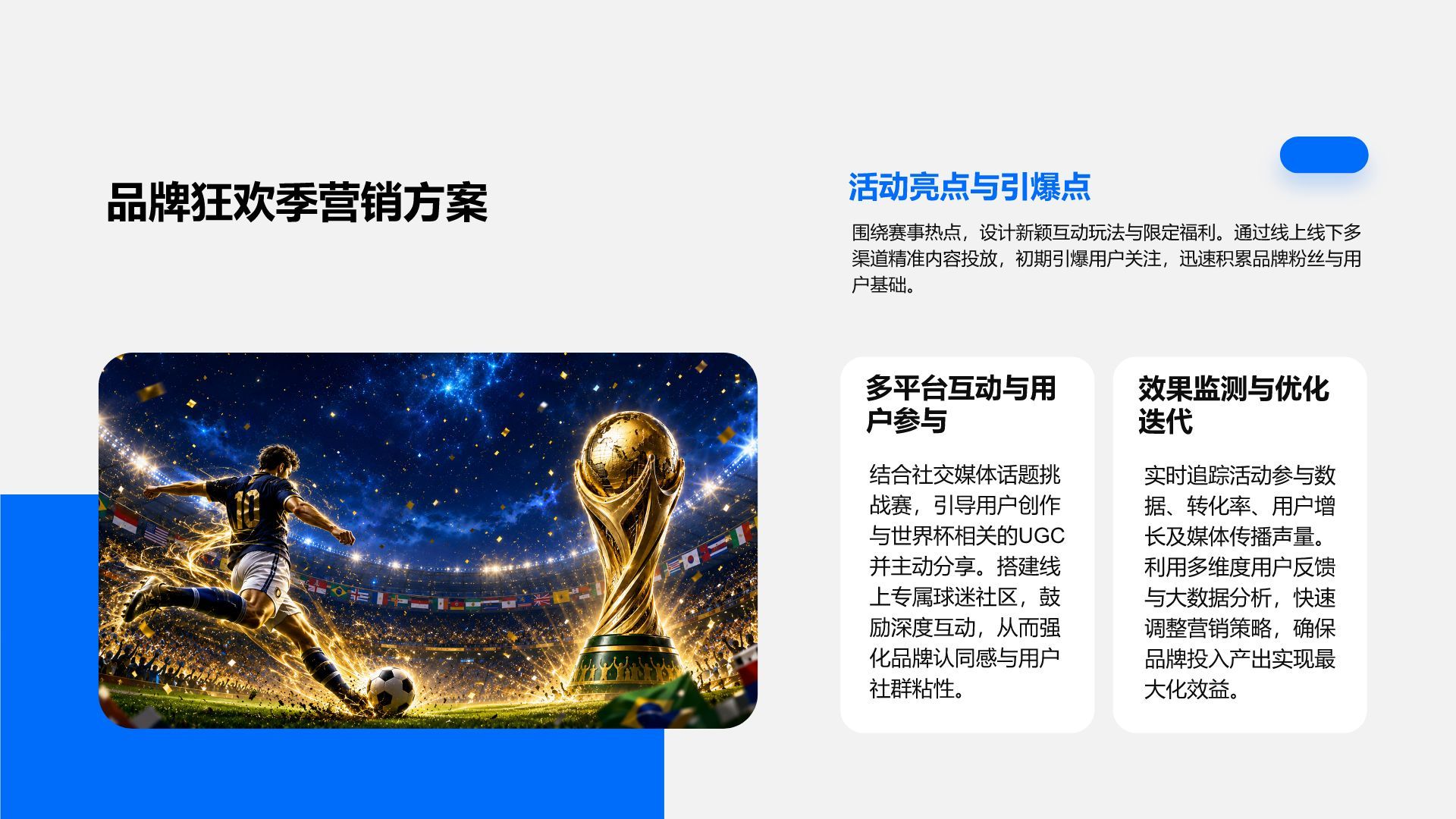 蓝色科技风世界杯主题促销活动方案PPT模版