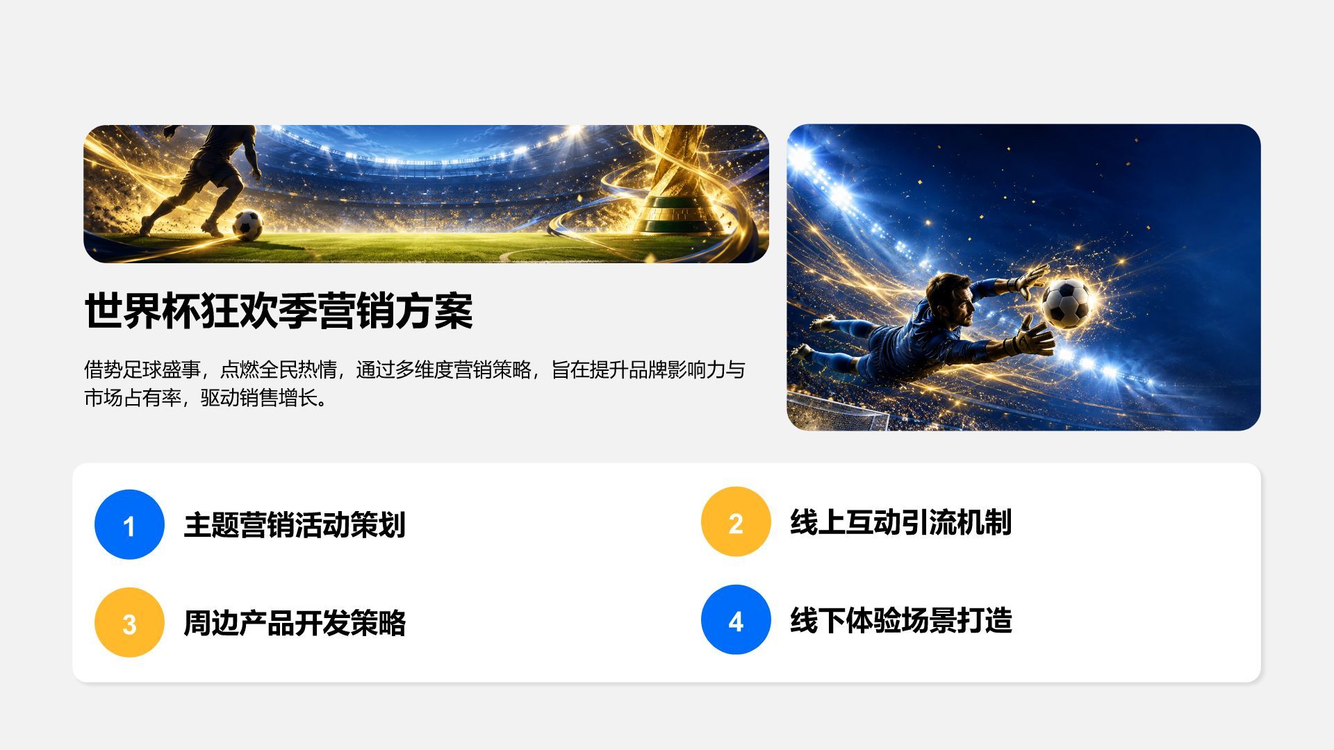 蓝色科技风世界杯主题促销活动方案PPT模版