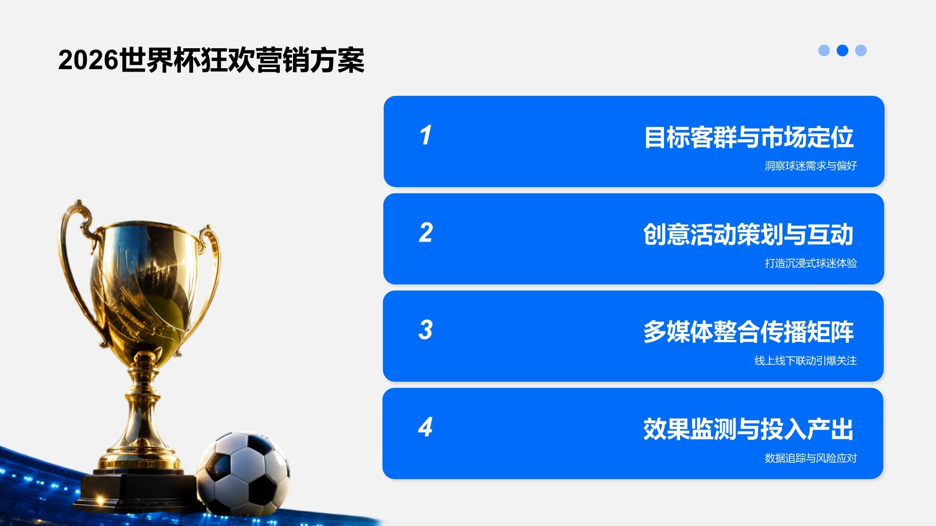 蓝色科技风世界杯主题促销活动方案PPT模版