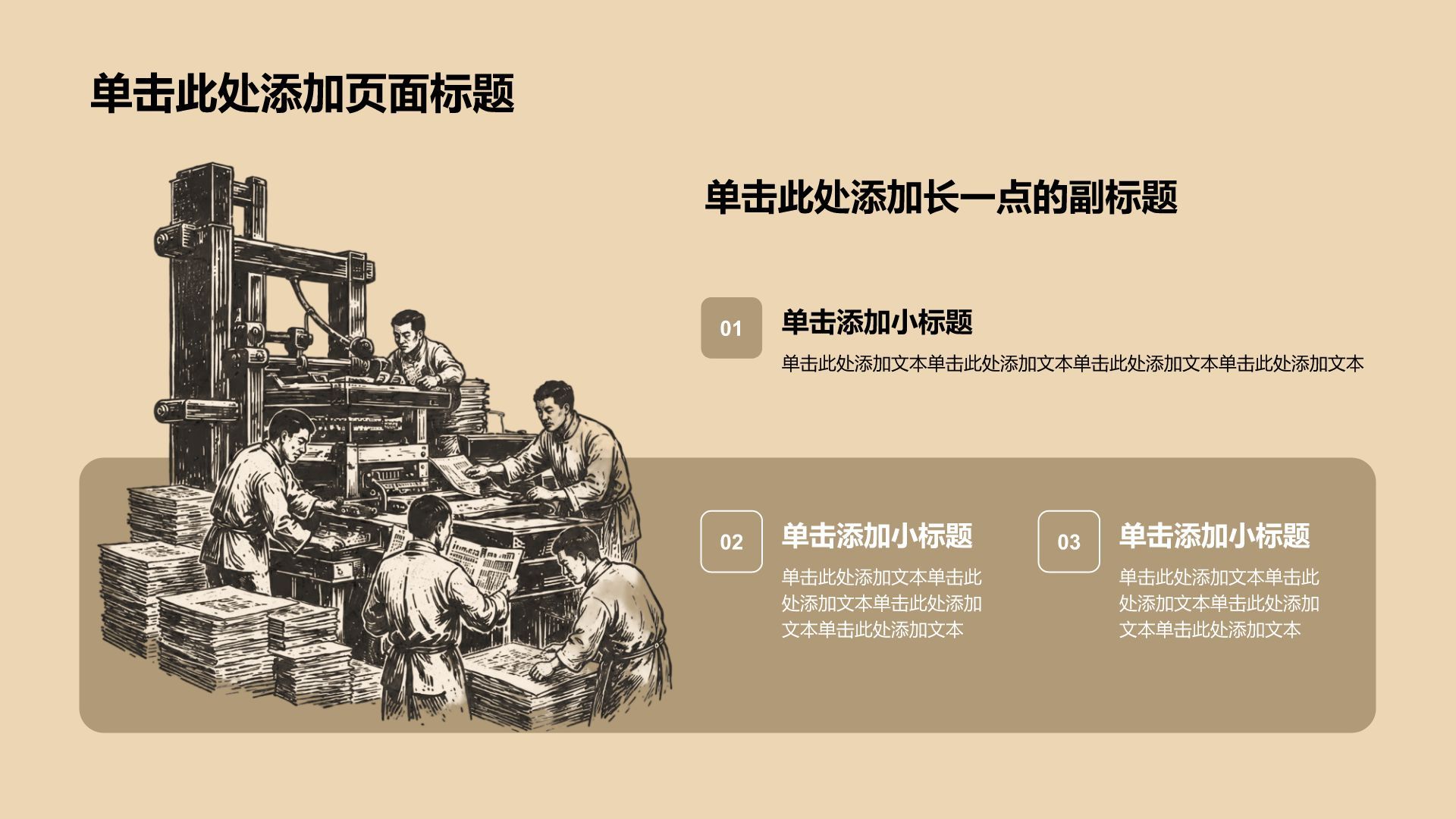 棕色复古风历史事件叙述PPT模板