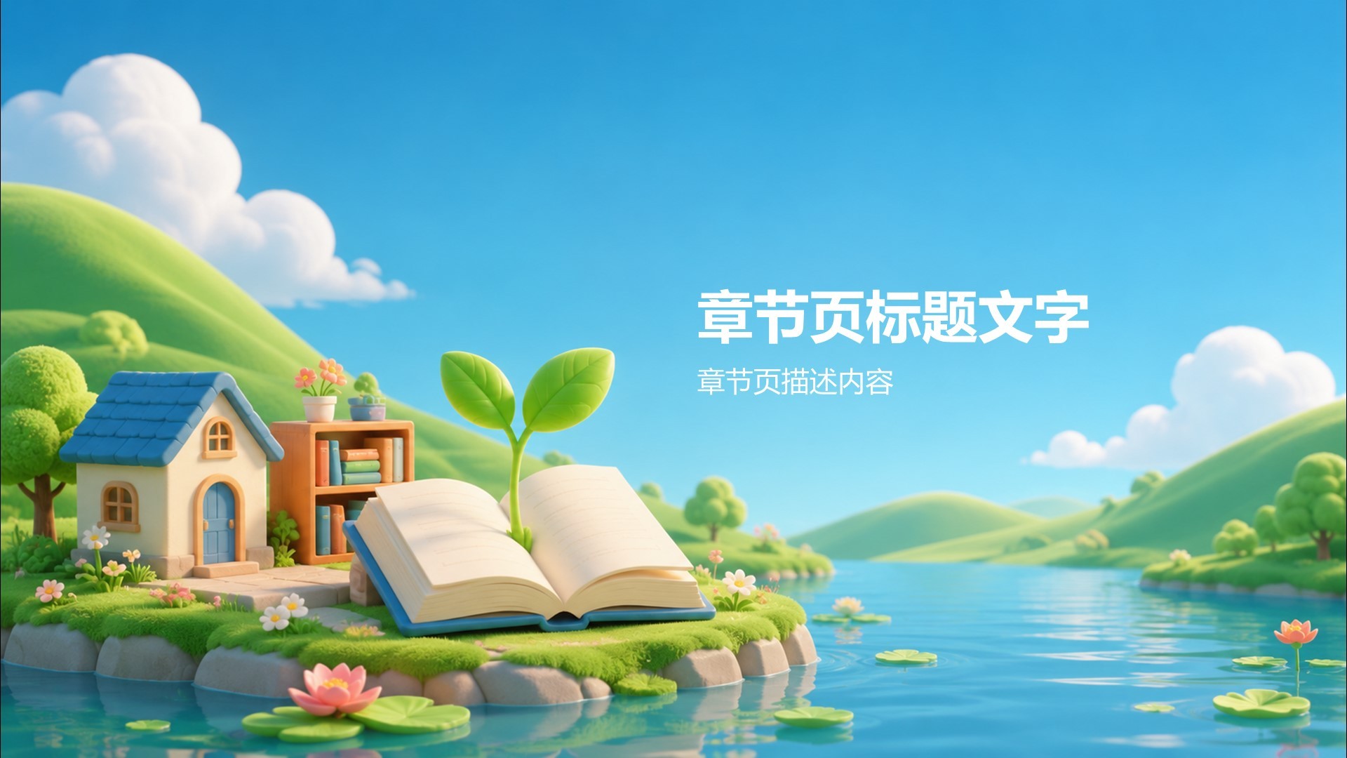 蓝色3D风读书学习培训课件