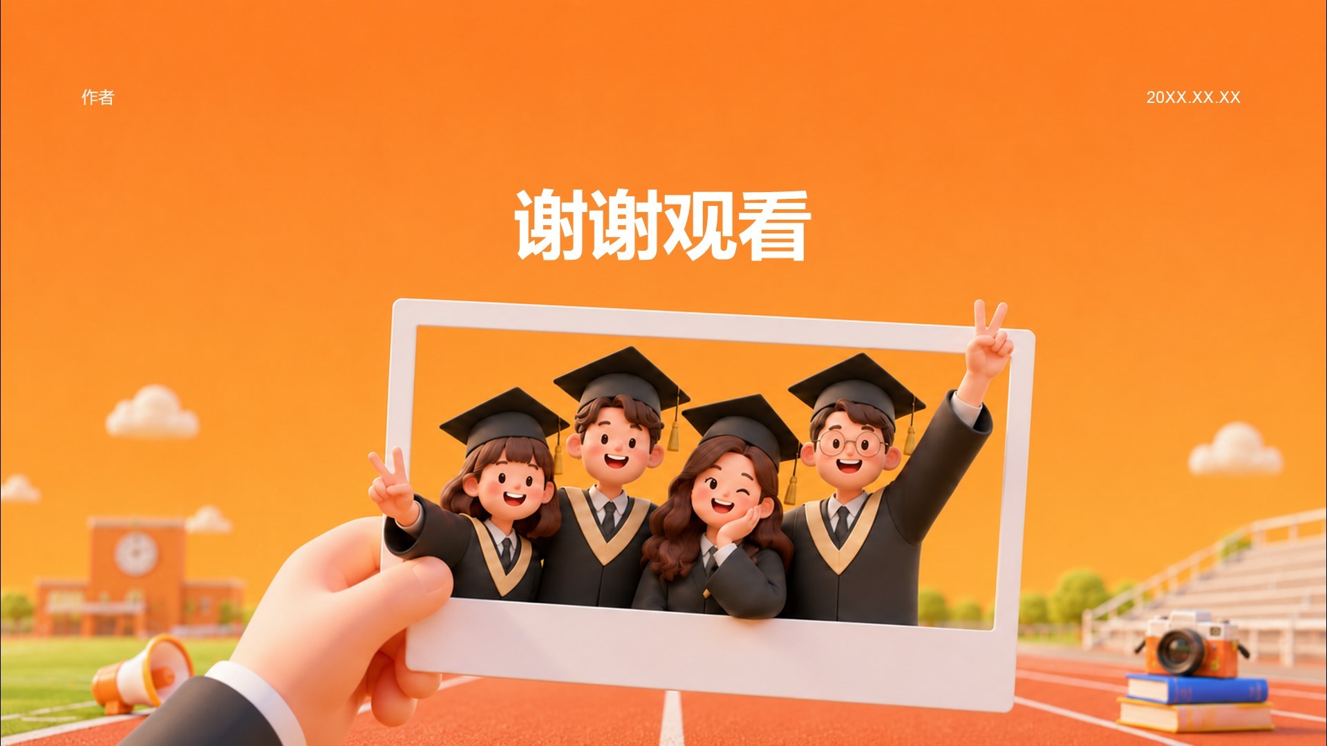 橙色3D风教育培训毕业季PPT主题