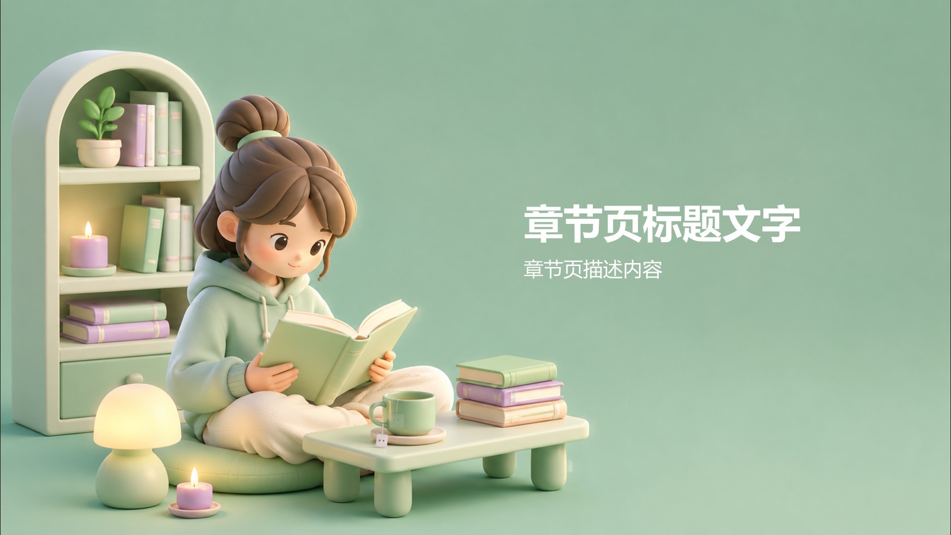 绿色3D风读书学习PPT主题