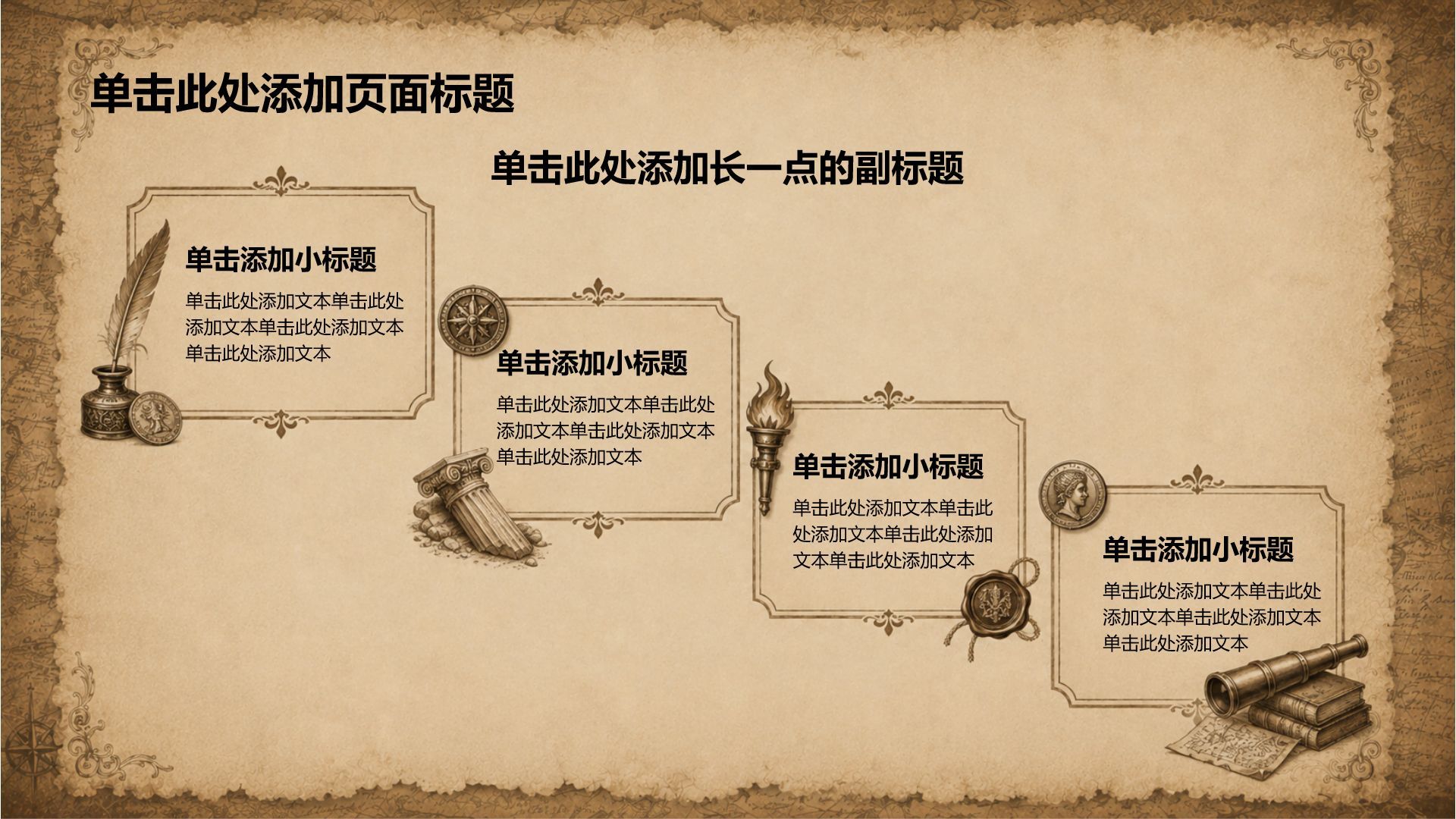 棕色复古风教育培训行业历史事件PPT模板