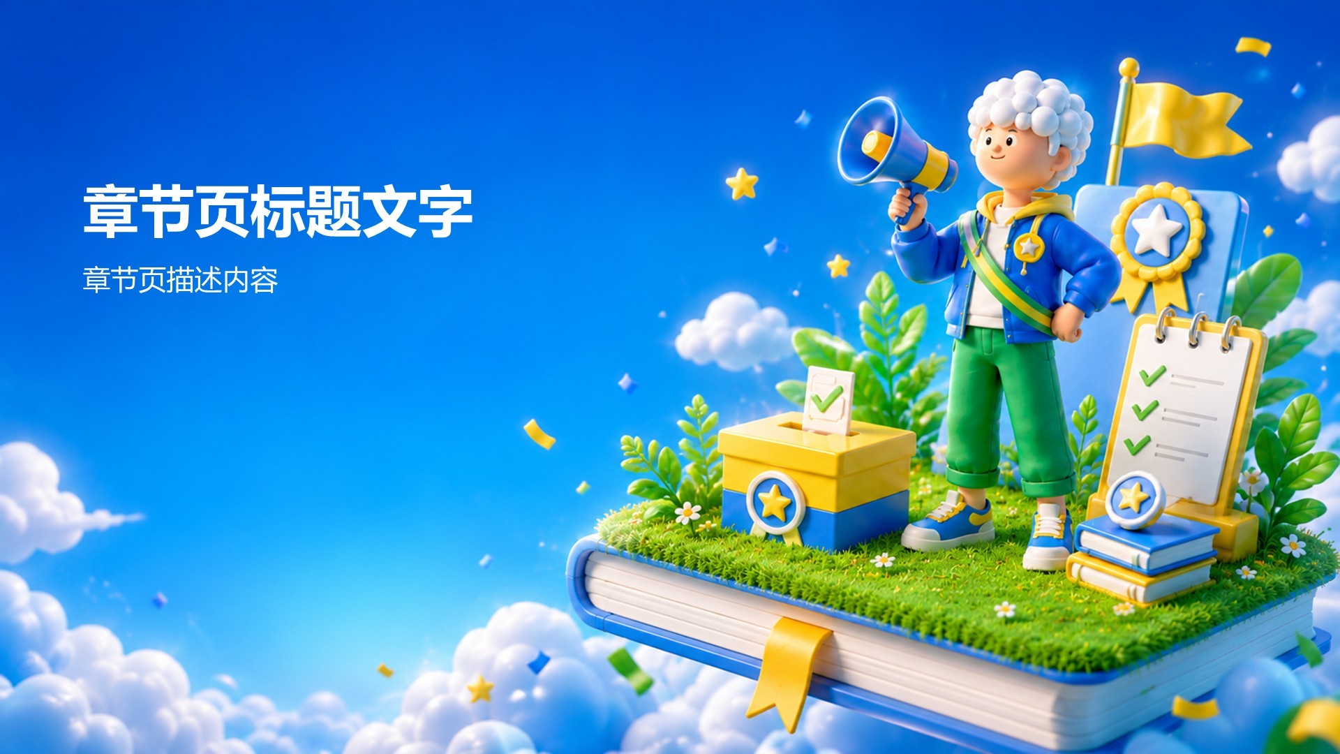 蓝色3D风教育行业学生竞选