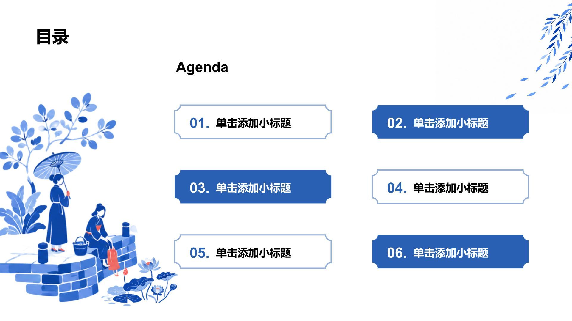 蓝色国潮风工作总结汇报PPT模板