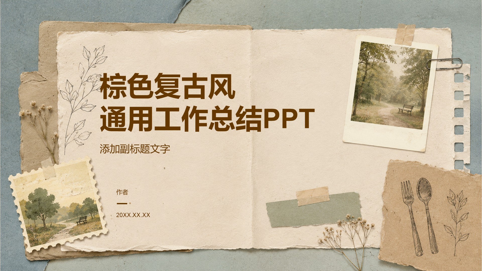 棕色复古风通用工作总结PPT