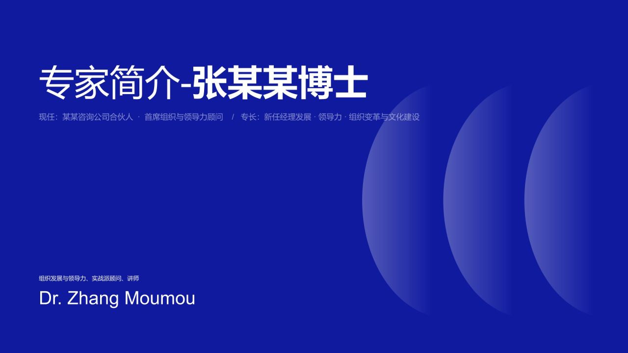 蓝色简约风专家履历介绍PPT模板