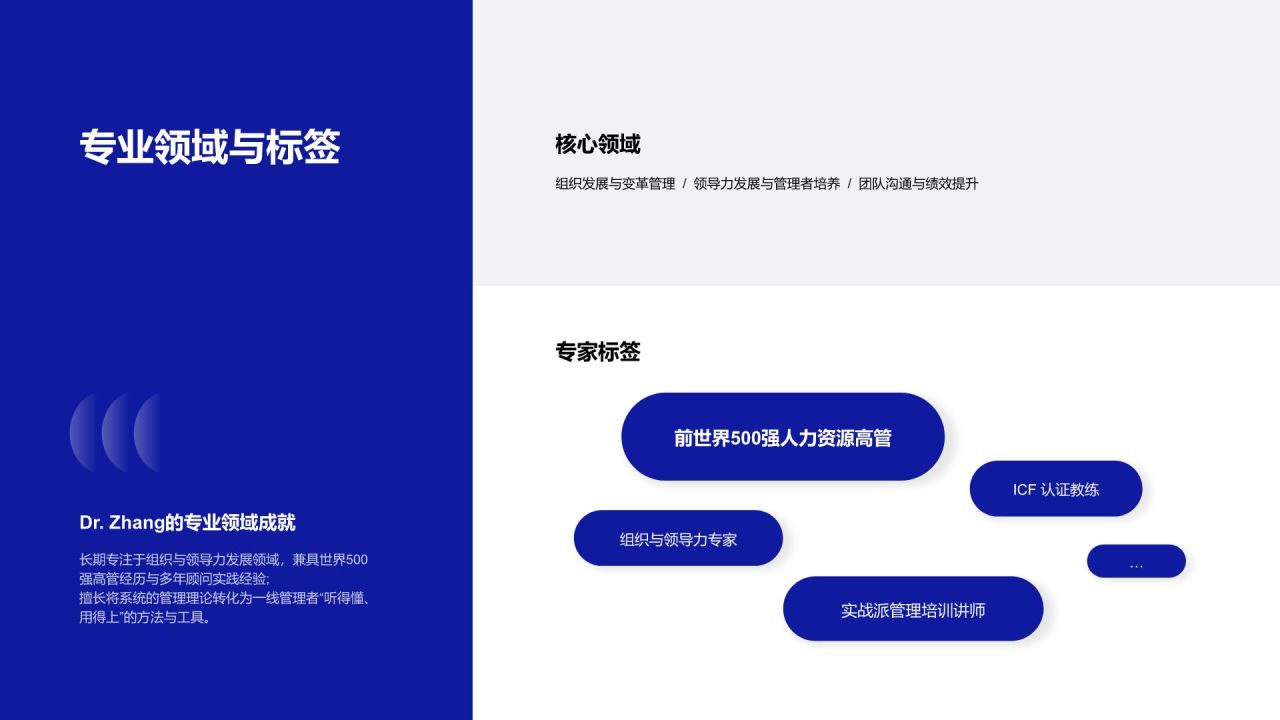 蓝色简约风专家履历介绍PPT模板