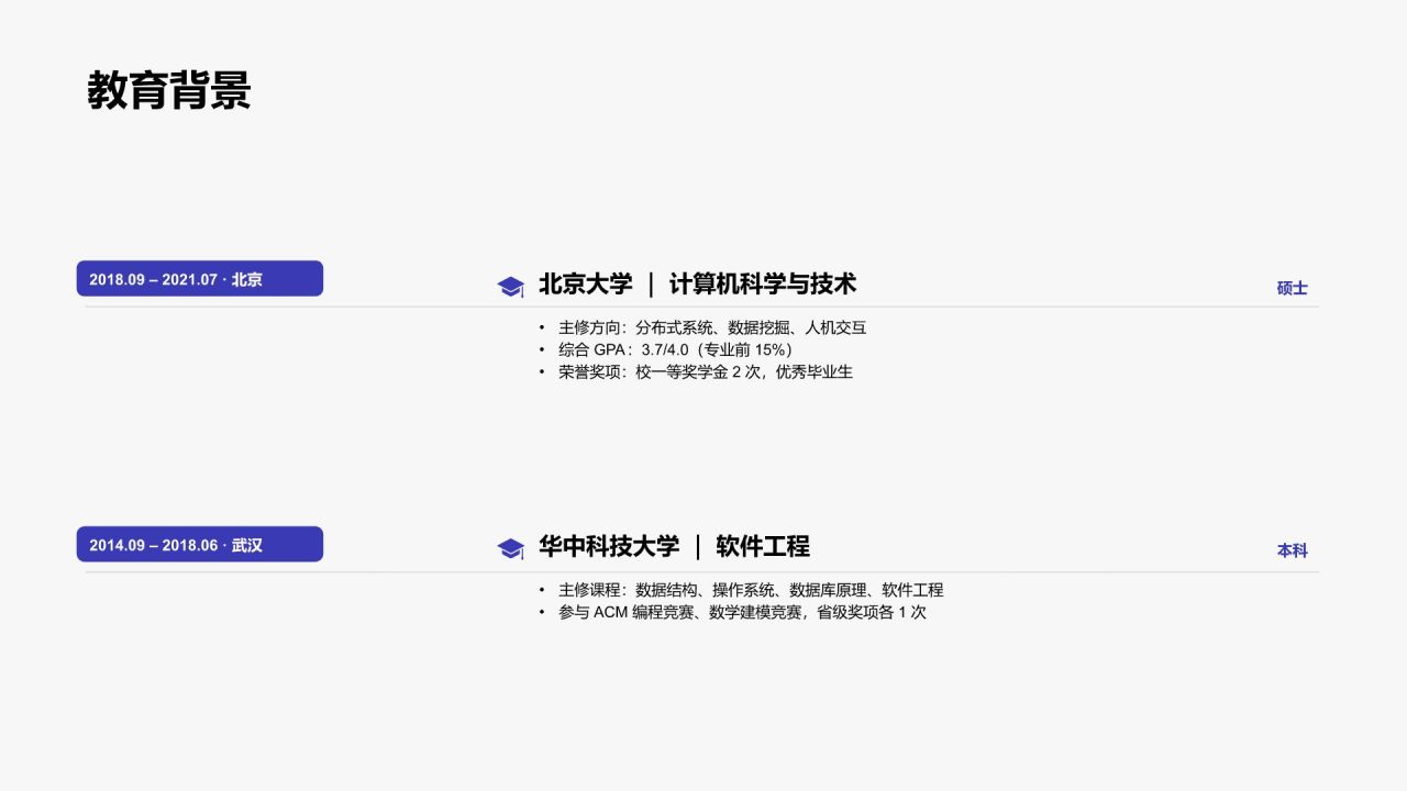 蓝色商务风个人求职简历PPT模板