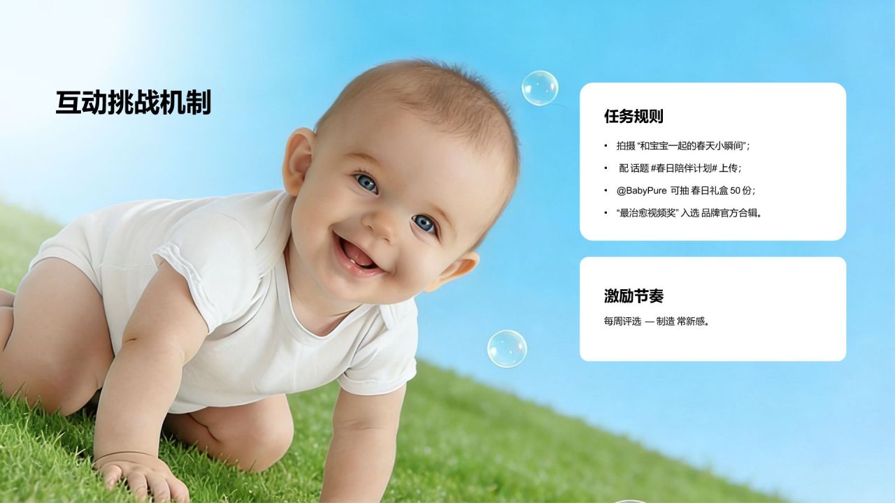 蓝色商务风社交媒体传播方案 (Social Media Campaign)|BabyPure 有机婴幼儿洗护系列PPT模板