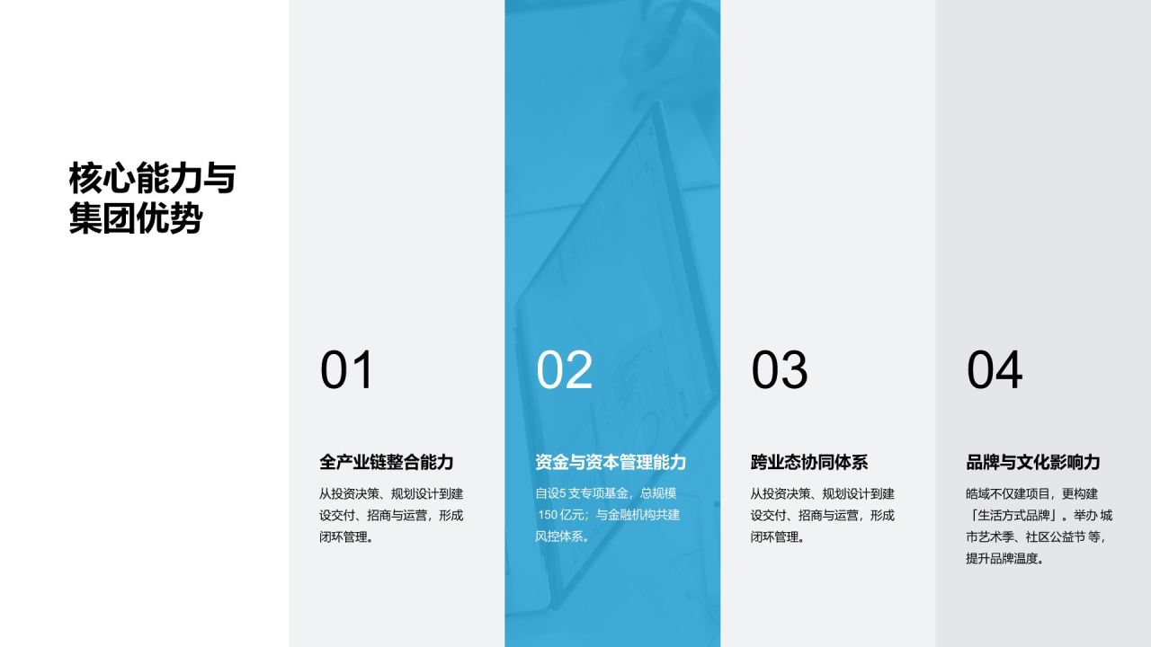 蓝色商务风综合集团/多业态公司公司产品介绍PPT模板