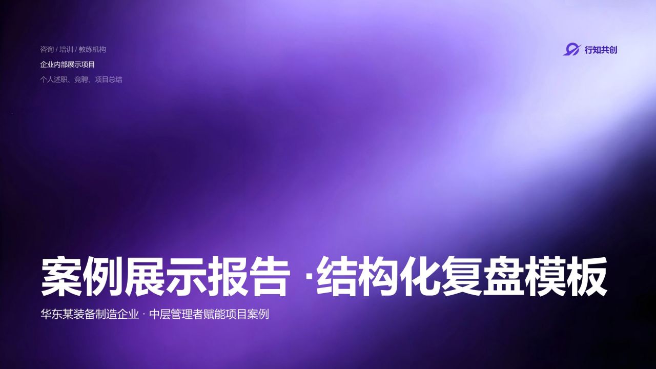 蓝色渐变风案例展示报告结构化复盘模板PPT模板