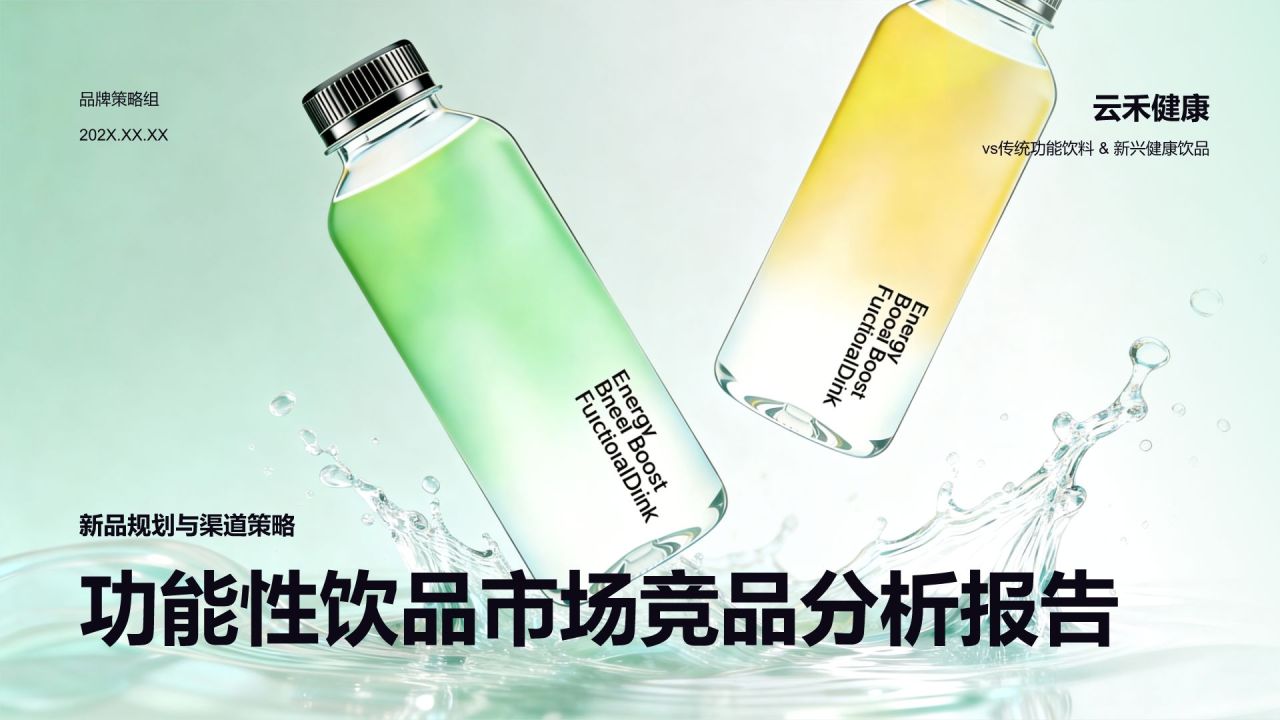 绿色商务风 功能性饮品市场竞品分析报告PPT模板