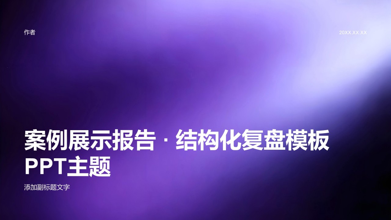 案例展示报告 · 结构化复盘模板PPT主题