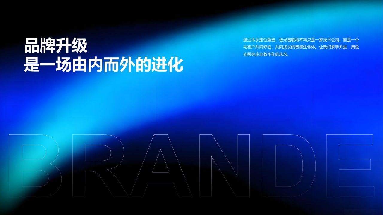 蓝色渐变风互联网科技公司品牌定位介绍PPT模板