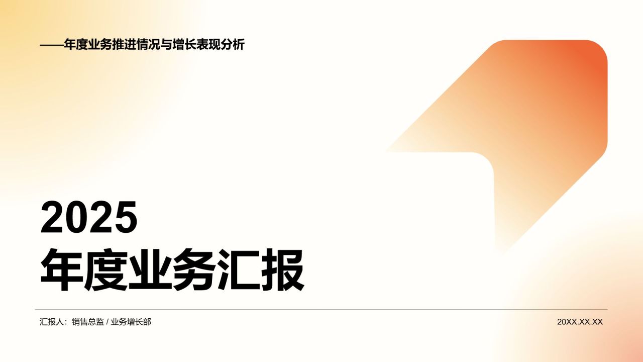 橙色渐变风年度业务推进情况与增长表现分析PPT模板