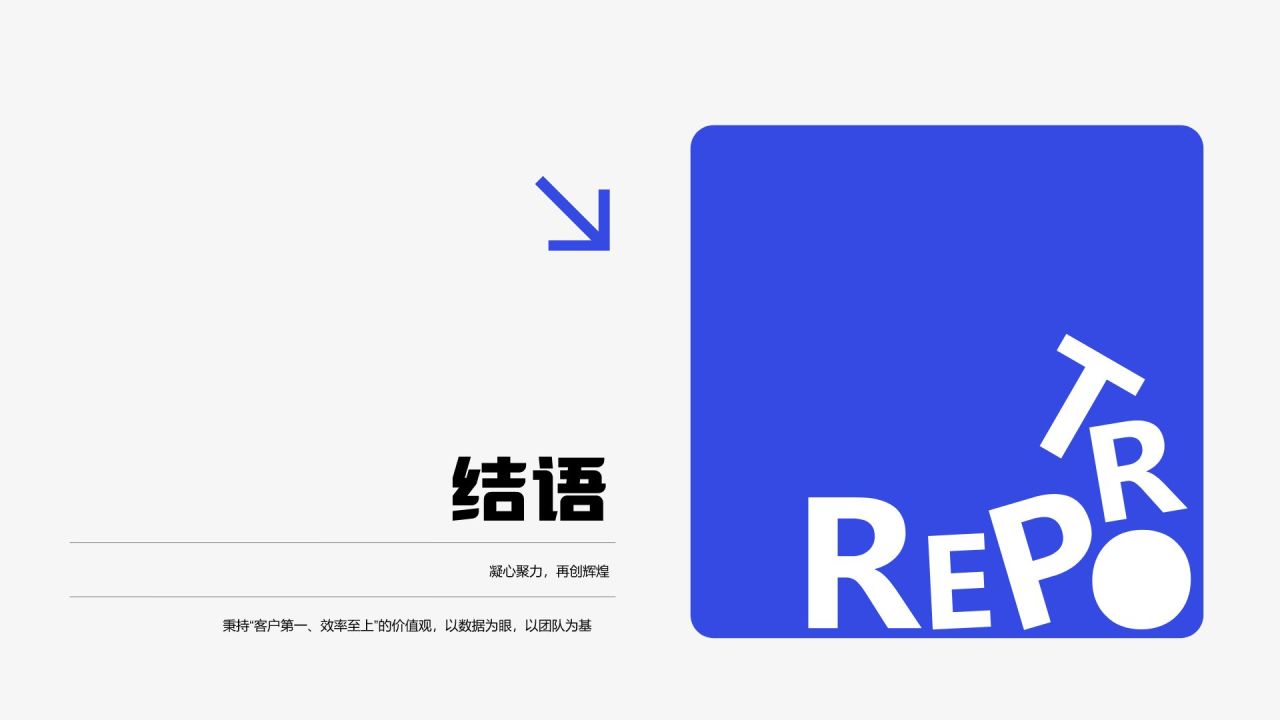 蓝色扁平风年度核心任务完成度与管理成效汇报PPT模板