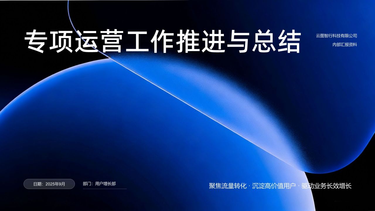 蓝色简约风专项运营工作推进与总结PPT模板