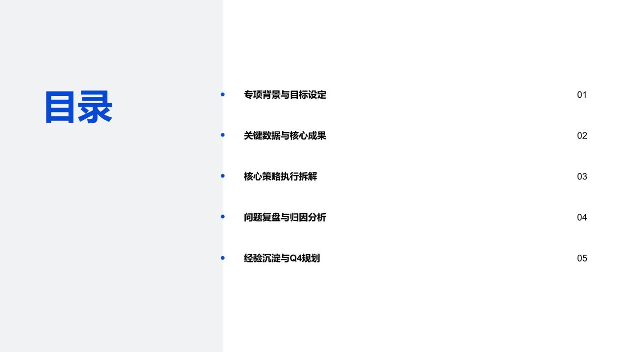 蓝色简约风专项运营工作推进与总结PPT模板