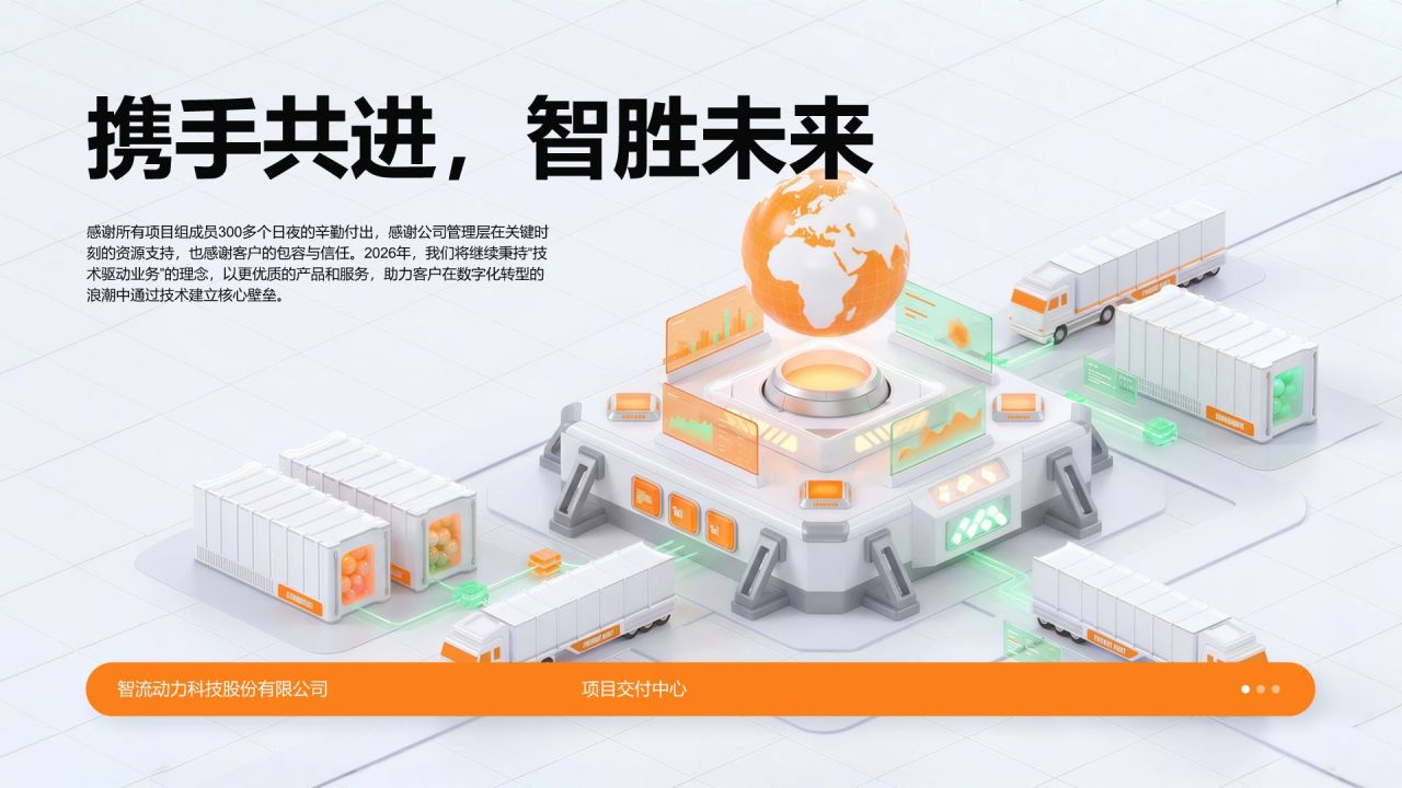 橙色3D风年度重点专项项目复盘总结PPT模板