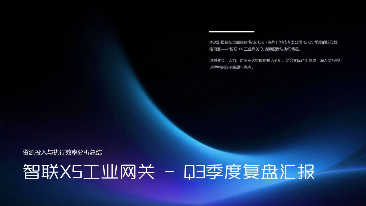 蓝色渐变风资源投入与执行效率分析总结PPT模板