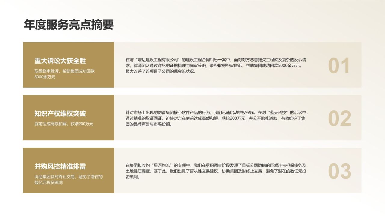 棕色商务风律所法律服务成果汇报PPT模板