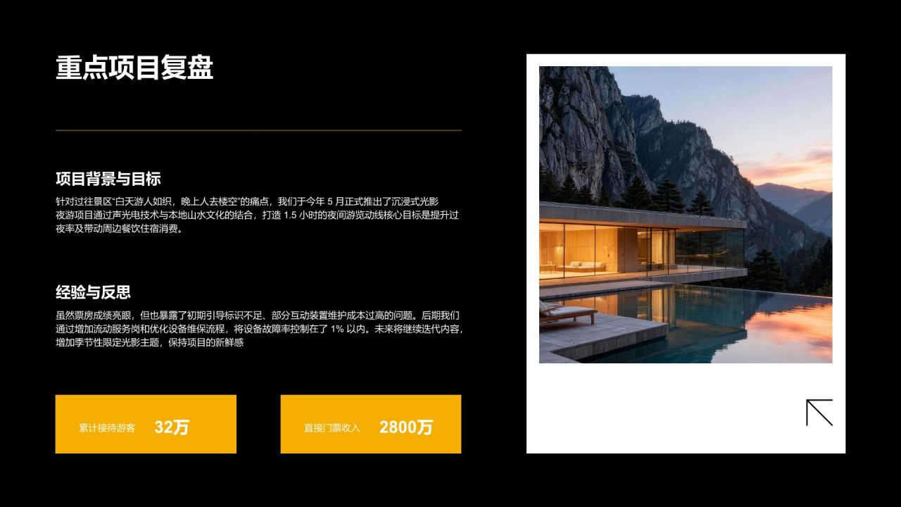 橙色商务风文旅景区年度业务回顾PPT模板