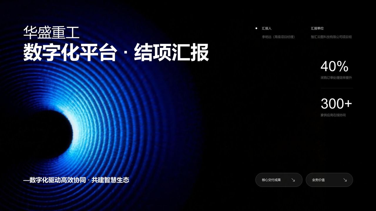 蓝色渐变风大客户结项总结汇报PPT模板