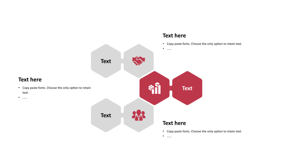 多色六边形扁平3项PPT列表