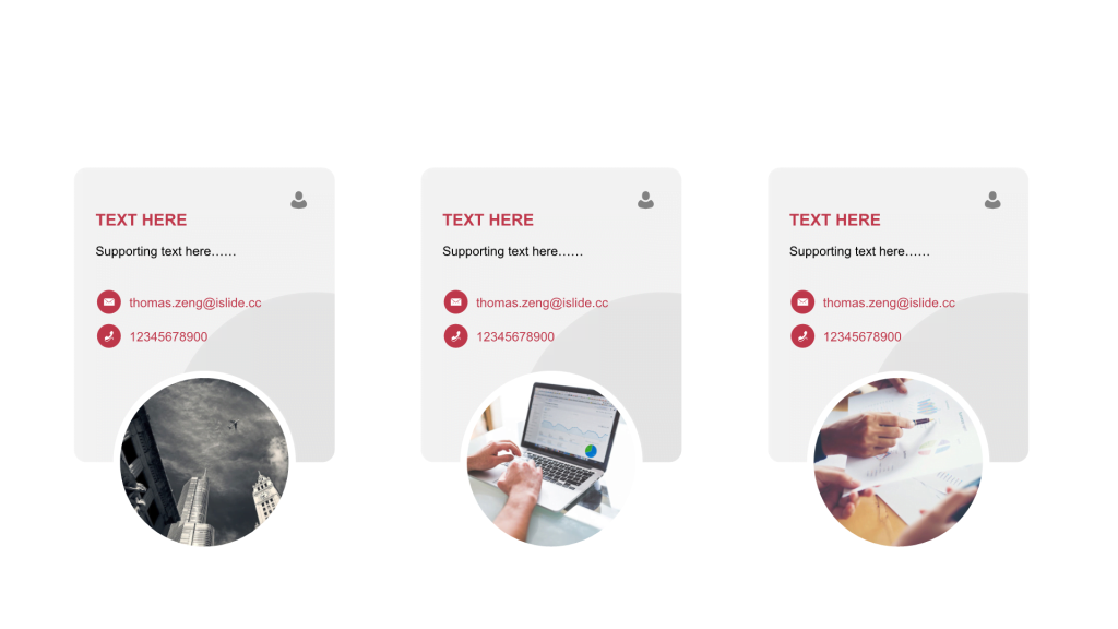 红色圆形扁平3项PPT列表