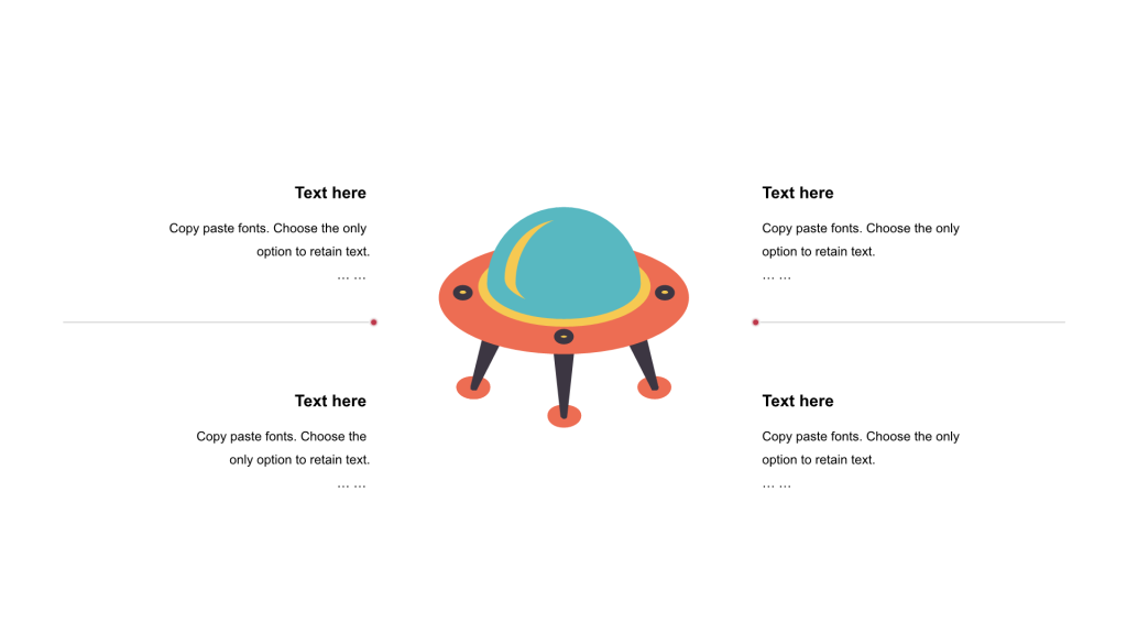 红色线条插画扁平4项PPT关系