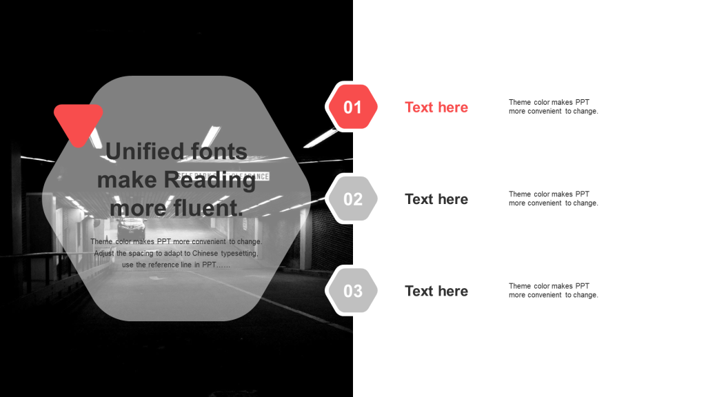红色六边形扁平3项PPT列表