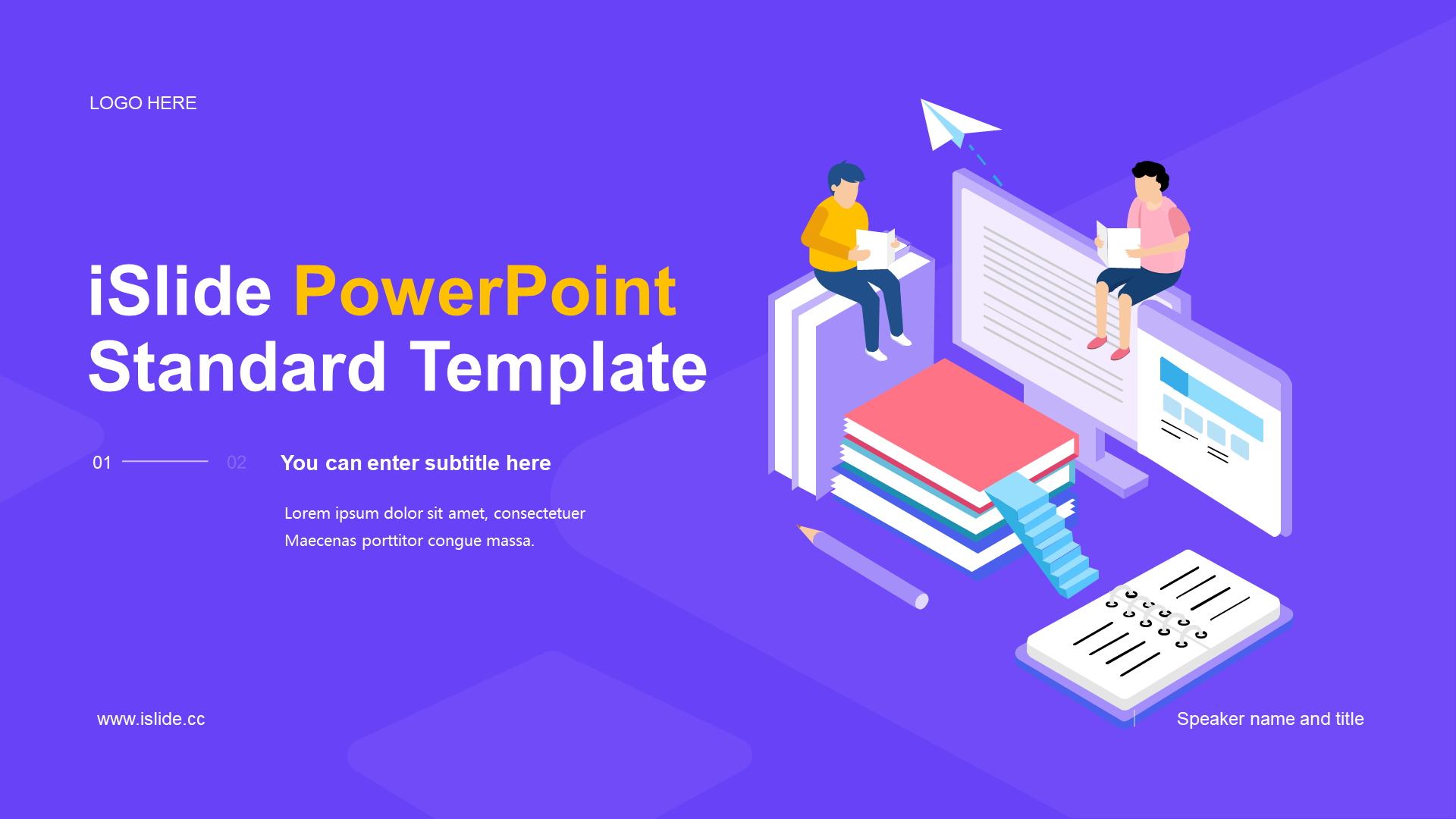 Purple illustration education training courseware PPT theme
