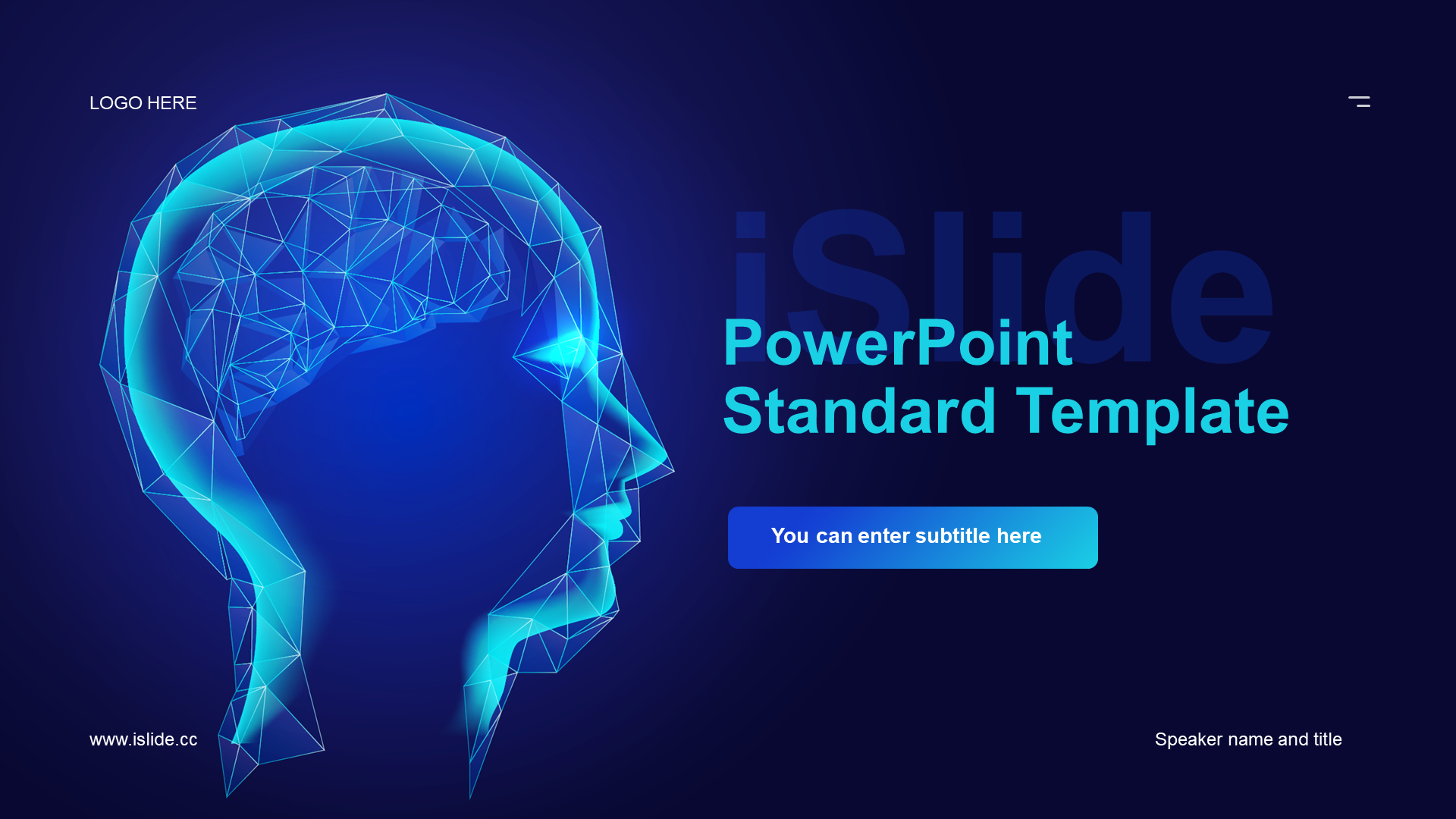 Blue technology AI artificial intelligence PPT theme