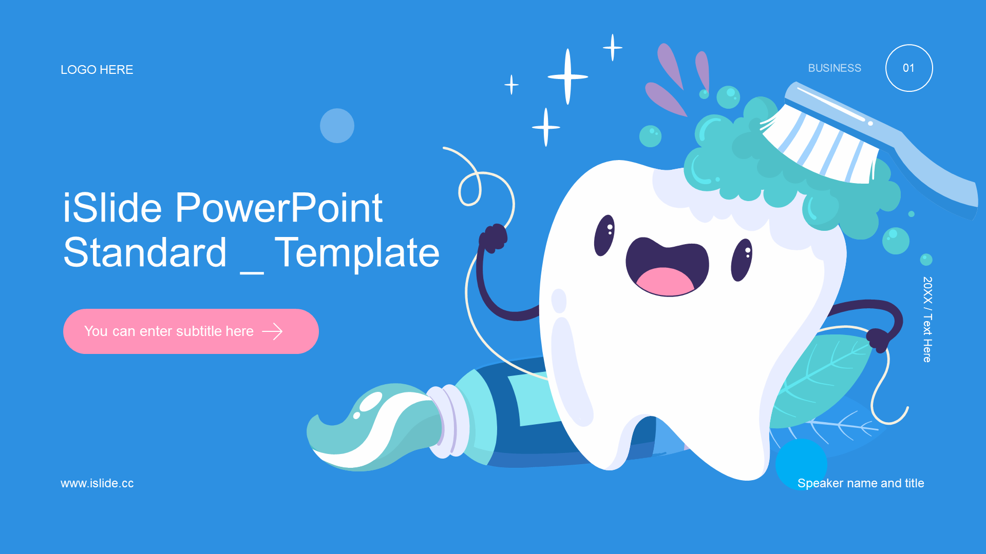 Blue illustrated cartoon education training dental health PPT