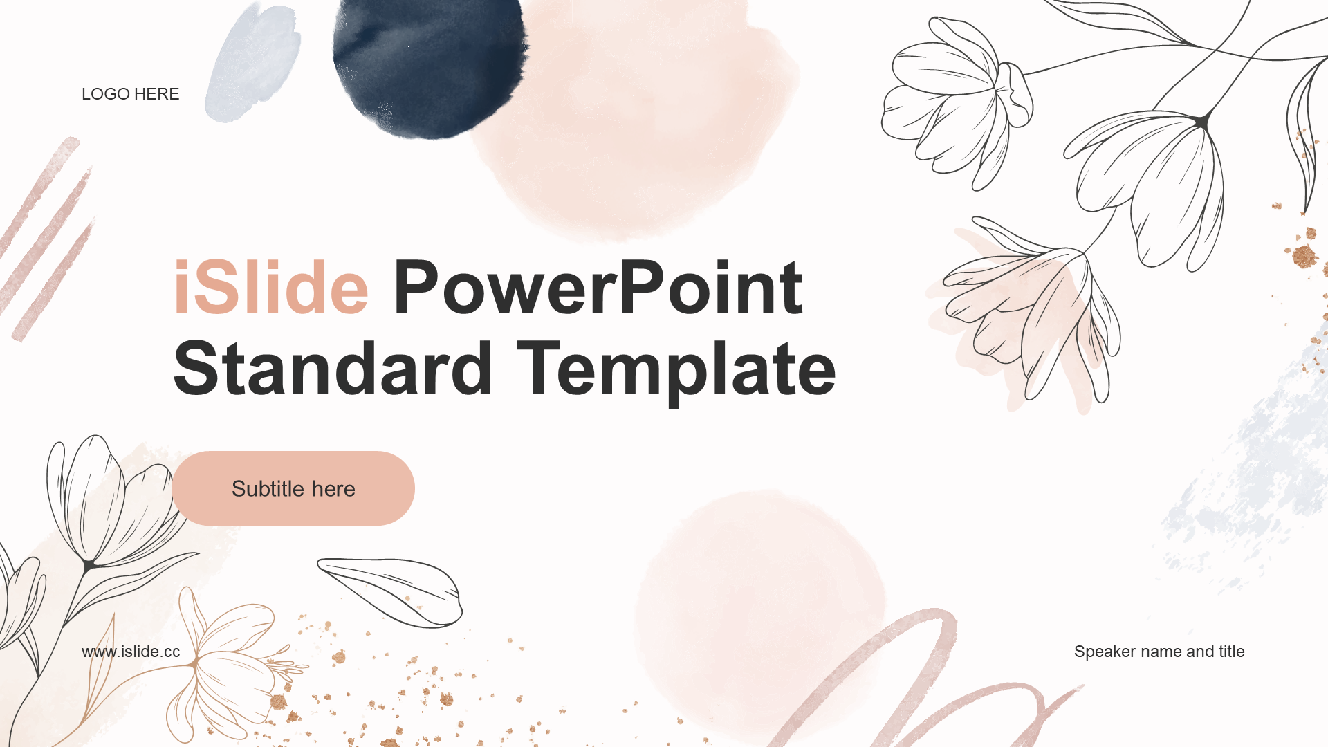 Pink creative illustration flower art watercolor training PPT