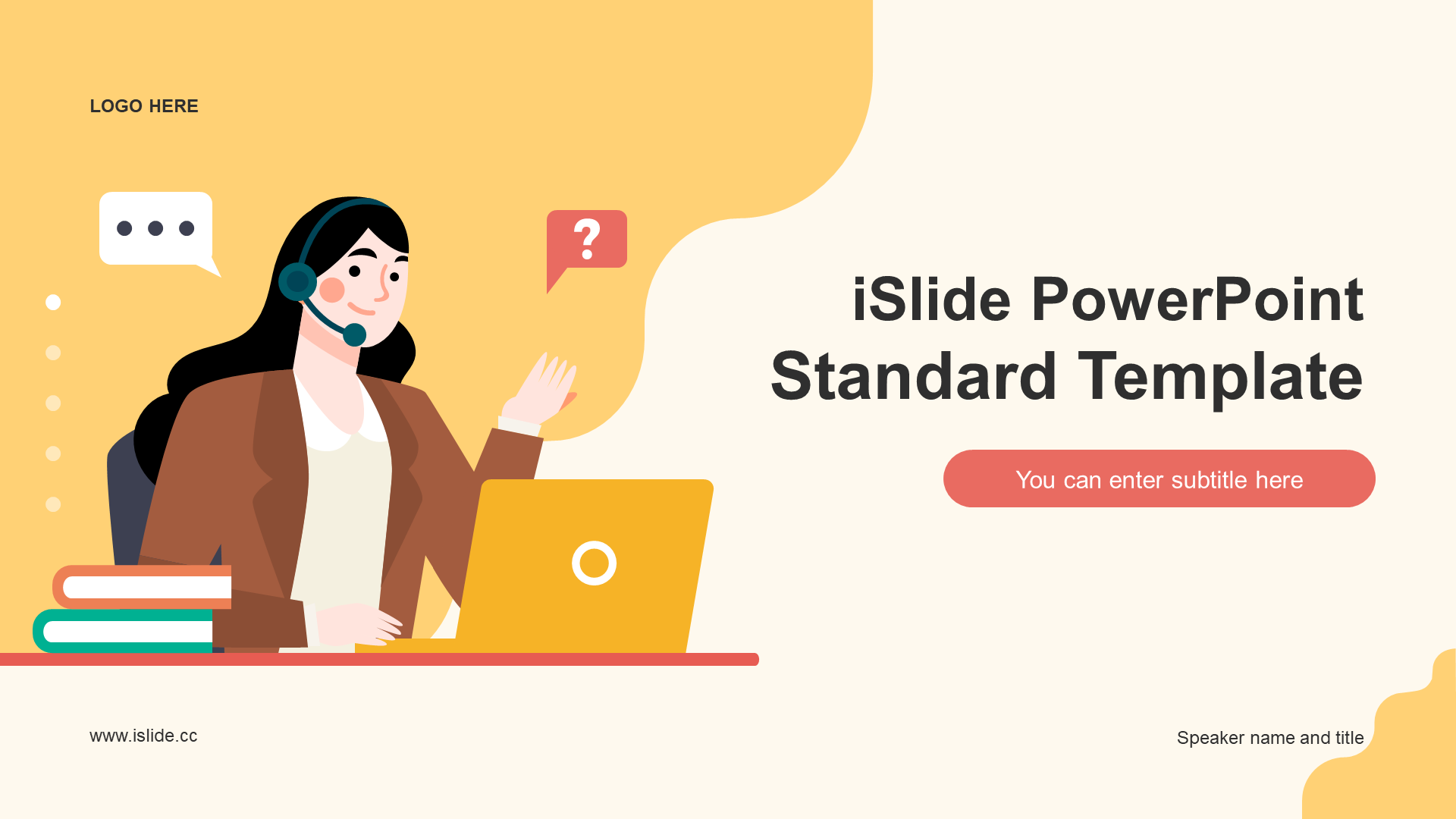 Yellow illustration Internet customer service induction training PPT